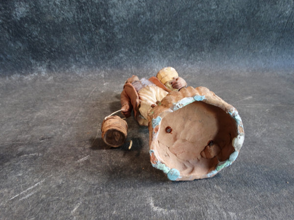 Tlaquepaque Clay Figure c 1940:  Fisherman at the Nativity M2792