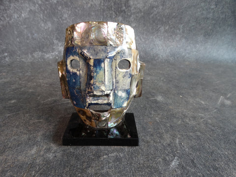 Mexican Lapis and Abalone  and Onyx Mask - M2820