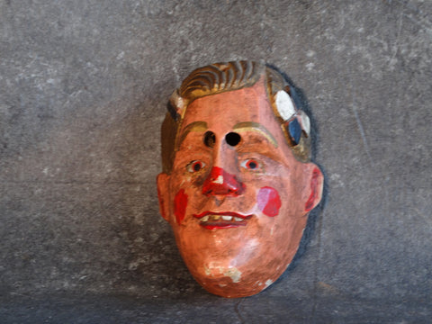 Clean-Cut Clean-Shaven Man Mask with Glass Eyes - Guatemalan 1940s M2927