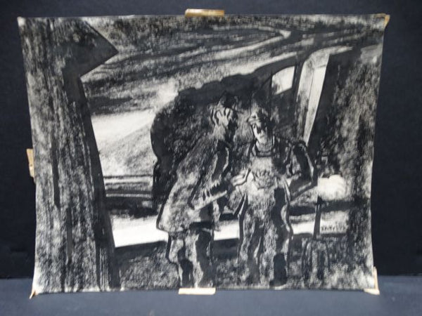 Charles Putnam Safford Hobo & Engineer Charcoal and Ink on Paper
