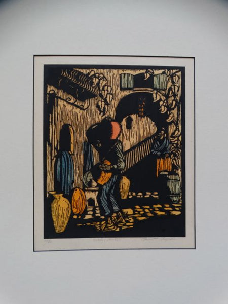 Prescott Chaplin: “Water Vendor” Block Print