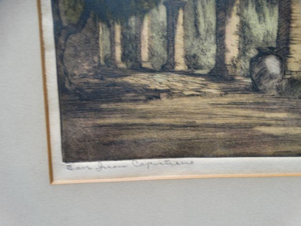 William A Eskey (1891-1937) San Juan Capistrano Etching
