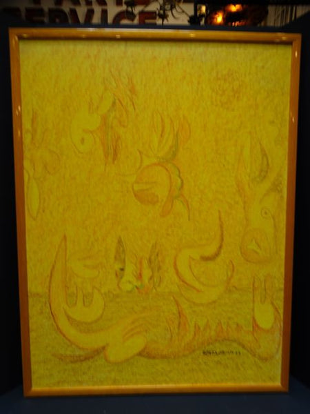 Stephen Sacklarian (1899-1983) Yellow Postmodern Abstractionist Painting P1403