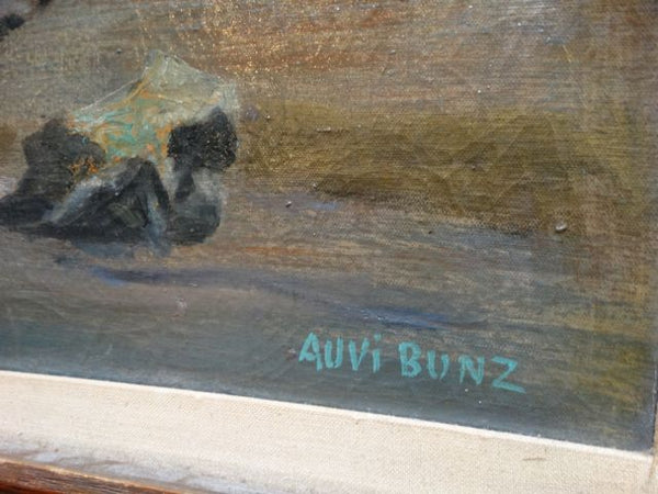 Mid Century Modern Ethnographic Tiki Gods Oil on Canvas by Auvi Bunz