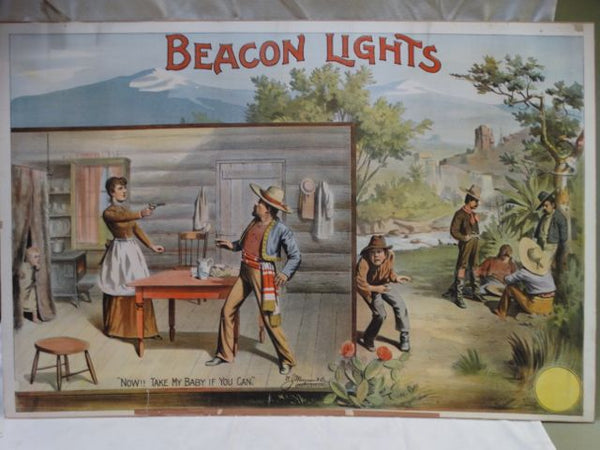 BEACON LIGHTS Original Silent movie poster Circa 1910 Banditos p1458