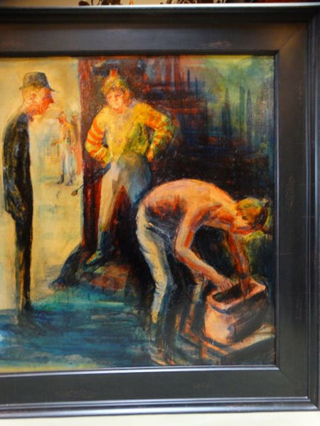 Carl Hugo Beetz Jockeys in the Locker room Oil on Board c 1935