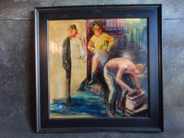 Carl Hugo Beetz Jockeys in the Locker room Oil on Board c 1935