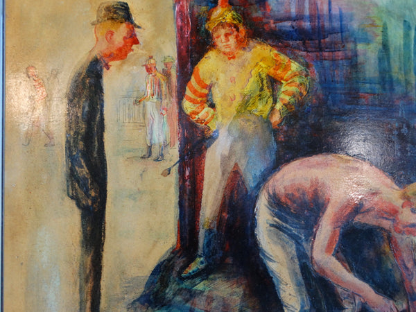 Carl Hugo Beetz Jockeys in the Locker room Oil on Board c 1935