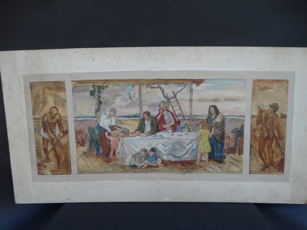 Ejnar Hansen: Family at Dinner Mural Study