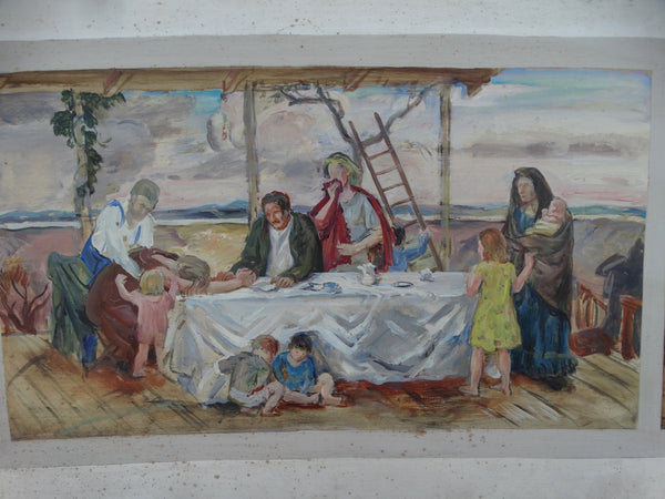 Ejnar Hansen: Family at Dinner Mural Study