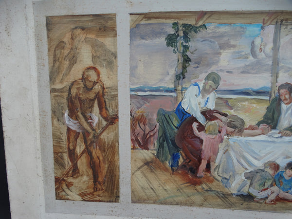 Ejnar Hansen: Family at Dinner Mural Study