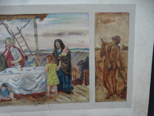 Ejnar Hansen: Family at Dinner Mural Study