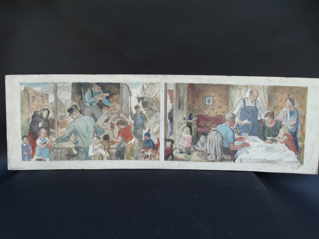 Ejnar Hansen: Dinner Unfinished, Bad News Mural Diptych Study
