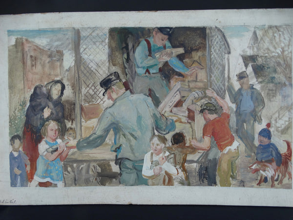 Ejnar Hansen: Dinner Unfinished, Bad News Mural Diptych Study