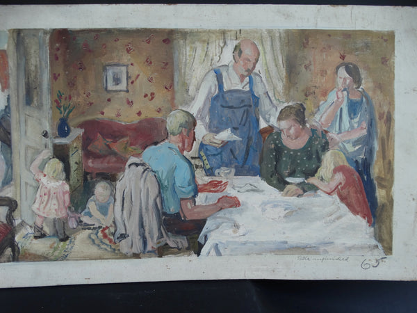 Ejnar Hansen: Dinner Unfinished, Bad News Mural Diptych Study