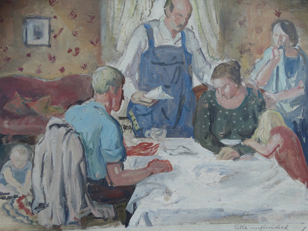 Ejnar Hansen: Dinner Unfinished, Bad News Mural Diptych Study