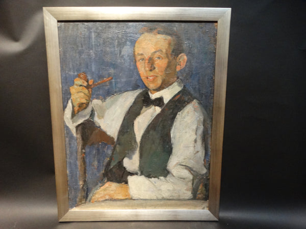 Ejnar Hansen, portrait of a young man with pipe