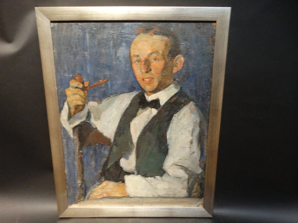 Ejnar Hansen, portrait of a young man with pipe