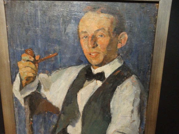 Ejnar Hansen, portrait of a young man with pipe