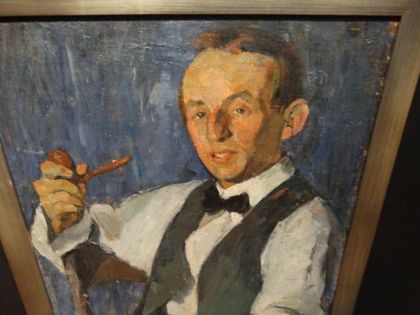 Ejnar Hansen, portrait of a young man with pipe