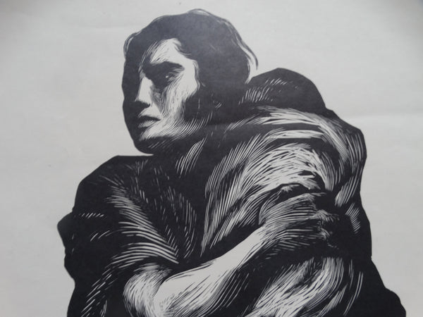 Andrea Gomez "Woman and Child" woodcut