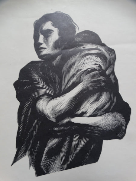 Andrea Gomez "Woman and Child" woodcut