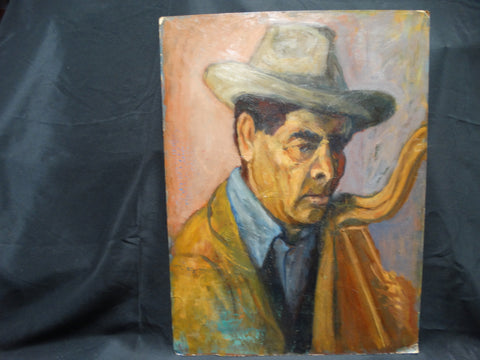 Ejnar Hansen Man In Hat with a Harp