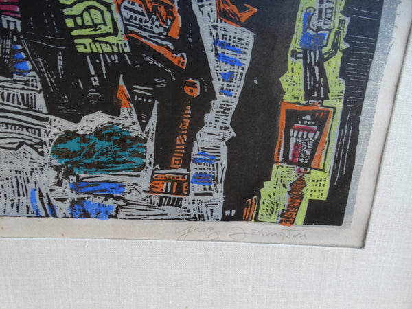 Water Palace: Ynez Johnston Modernist Woodblock Print on Rice Paper