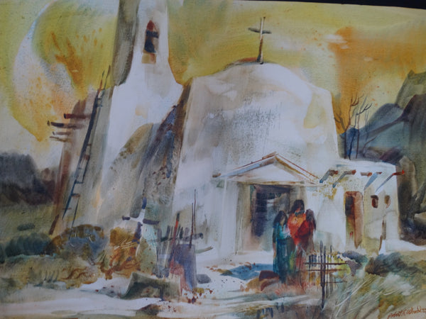 Robert E. Wood: Taos watercolor P2208