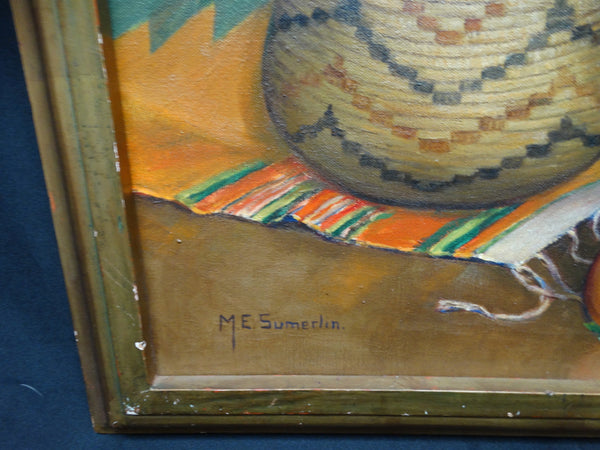 Mabel Sumerlin: Mexican Still Life Oil on Board