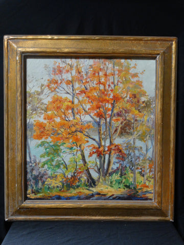 Minnie Bowles: Autumn Trees by Lake