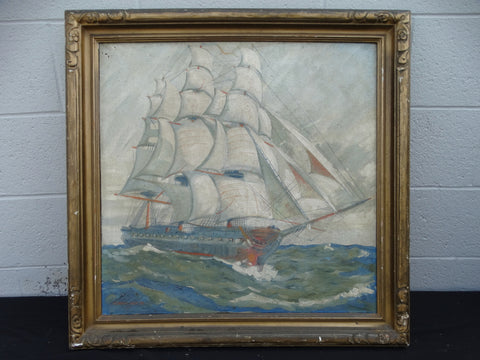 Sailing Ship - oil on canvas by Howard Garfield Gray 1936