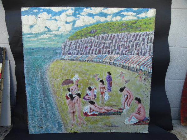 Oil on Board Nudes on The Beach at the Cliffs
