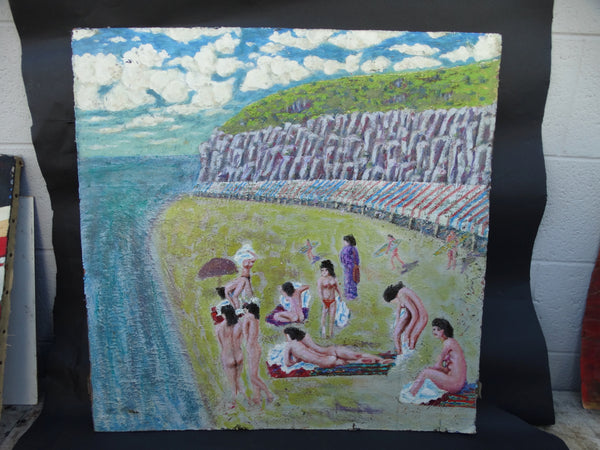 Oil on Board Nudes on The Beach at the Cliffs