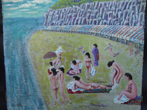 Oil on Board Nudes on The Beach at the Cliffs