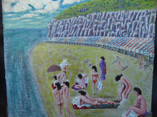 Oil on Board Nudes on The Beach at the Cliffs