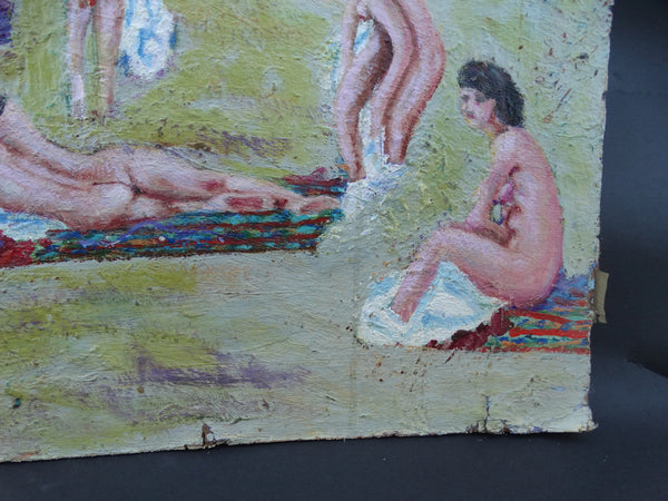 Oil on Board Nudes on The Beach at the Cliffs