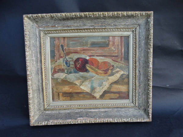 Still Life: Fruit, Glass w Spoon in Water - c 1939 Oil on Canvas