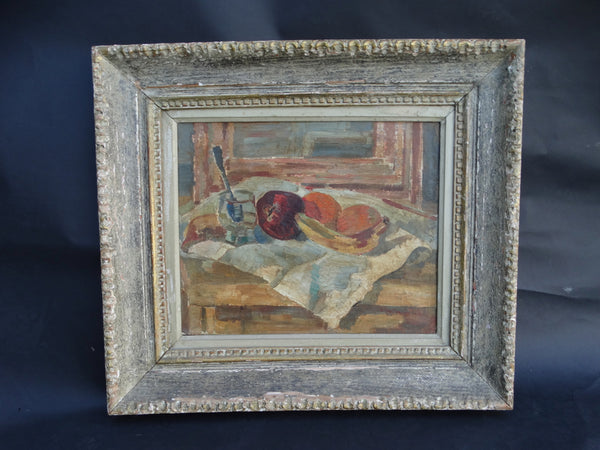 Still Life: Fruit, Glass w Spoon in Water - c 1939 Oil on Canvas