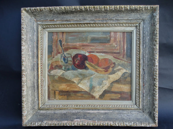 Still Life: Fruit, Glass w Spoon in Water - c 1939 Oil on Canvas