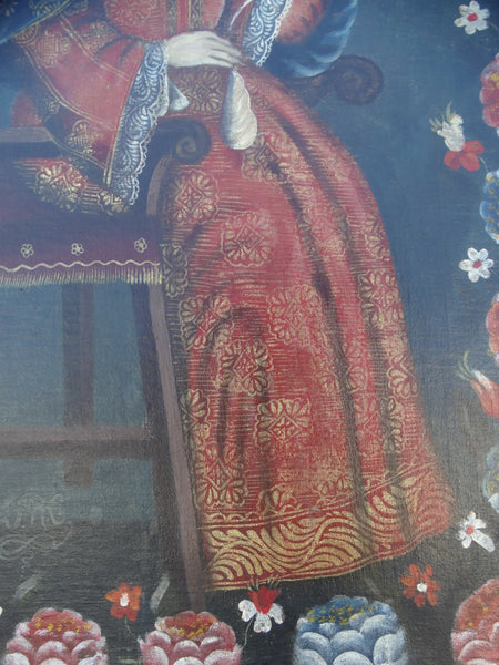 Spanish Colonial Portrait of Saint Catherine 19th Century Bolivian/Peruvian