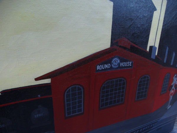 Marion Kramer - Southern Pacific Roundhouse Oakland California - Oil on Canvas