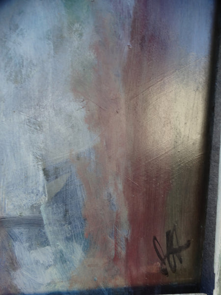 Jorgen Hansen - Man Holding Dove in the Company of His Shadow - Oil on Board 1960s