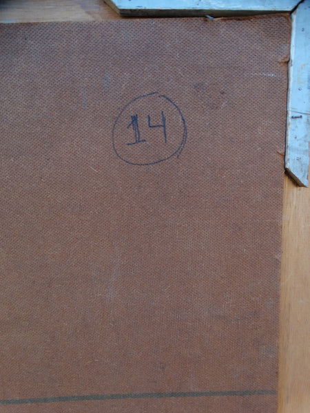 Jorgen Hansen - Man Holding Dove in the Company of His Shadow - Oil on Board 1960s