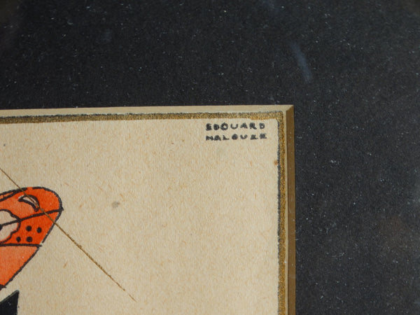 Lady In The Rain - Édouard Halouze - Small Pochoir c 1920 - Boudoir Art P2560