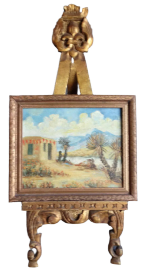Adobe with Chiles Drying - Oil on Masonite c 1930 P2584