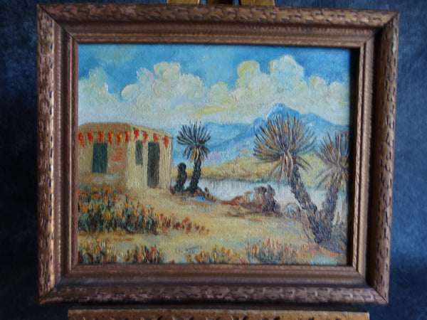 Adobe with Chiles Drying - Oil on Masonite c 1930 P2584
