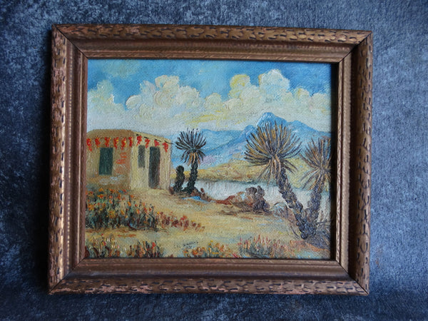 Adobe with Chiles Drying - Oil on Masonite c 1930 P2584