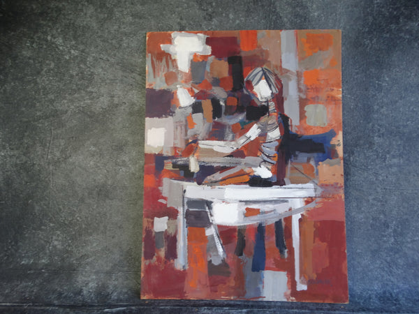 Jae Carmichael Abstract/Seated Figure Oil on Board c 1963 P2606