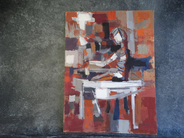 Jae Carmichael Abstract/Seated Figure Oil on Board c 1963 P2606